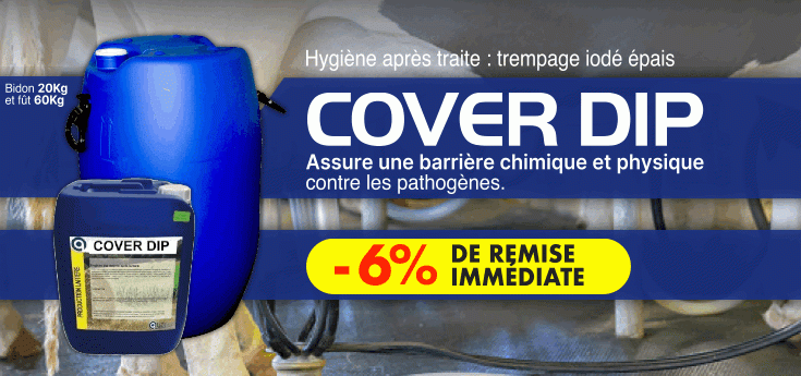 Cover Dip : pour l'hygiène après traite en promotion chez Adiel France